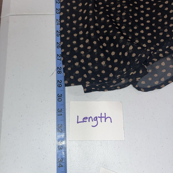 AGB Women's Sheer Polka Dot Button Up Blouse Black/Tan XL Oversized Preppy Twee - Picture 9 of 10